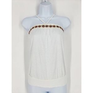 Vtg 90s Y2K Bling Jeweled Tube Top Tie Back Halter Annie Sez Sz S NWT‎